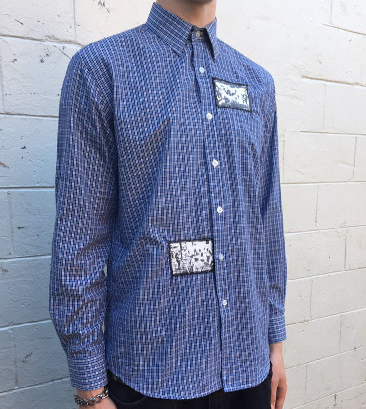 1 of 1 Patchwork Button Up–Azure