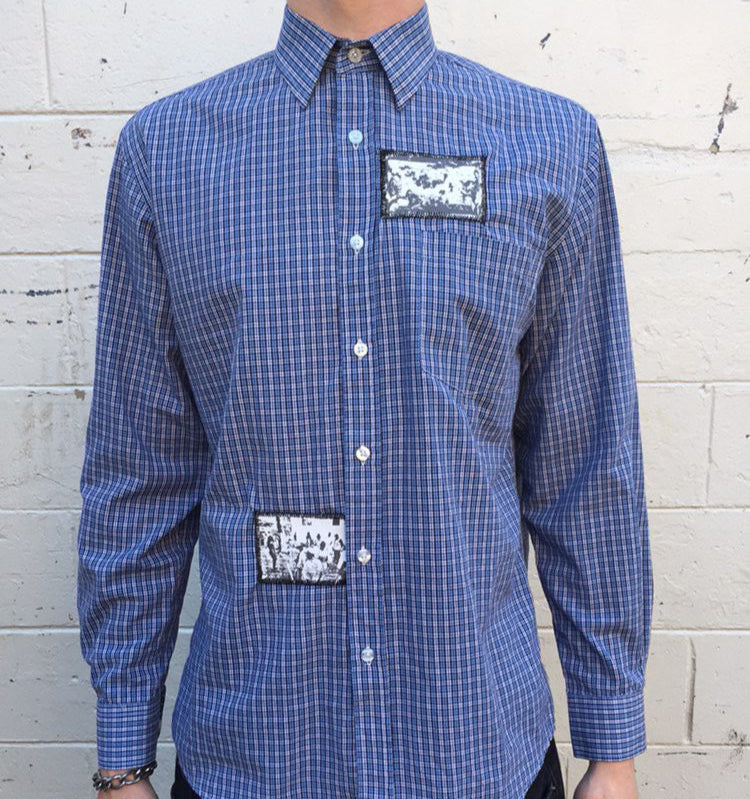 1 of 1 Patchwork Button Up–Azure
