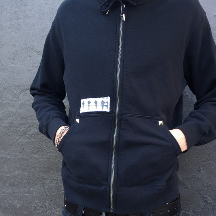 1 of 1 Handcrafted Zip Up Hoodie–Black