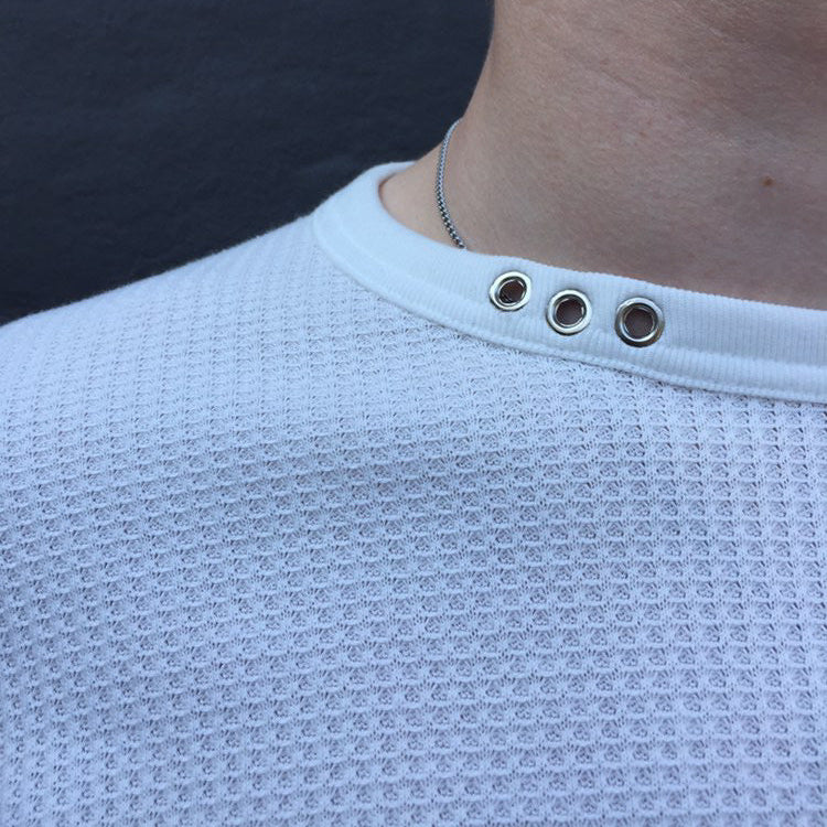 1 of 1 Handcrafted White Waffle Knit Shirt