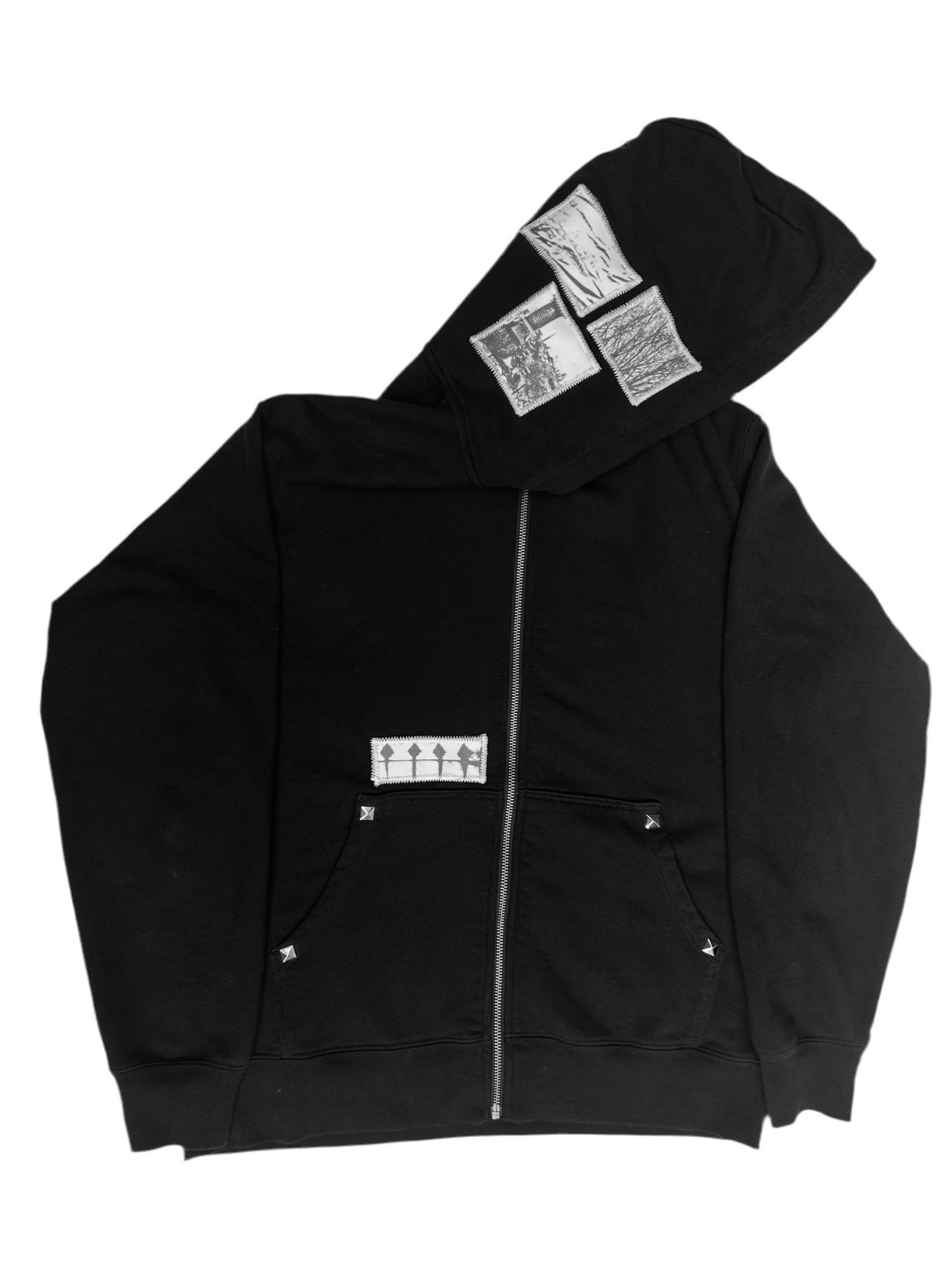 1 of 1 Handcrafted Zip Up Hoodie–Black