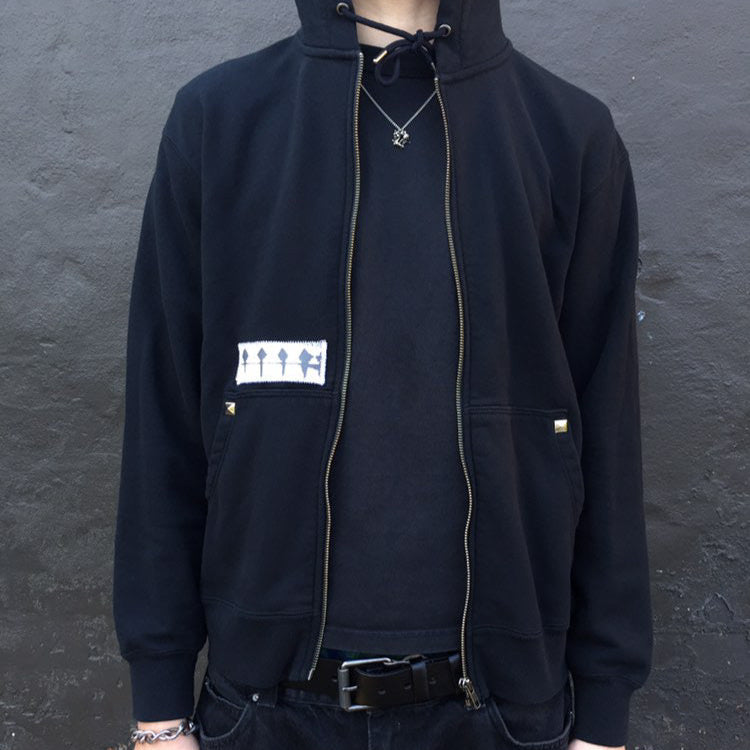 1 of 1 Handcrafted Zip Up Hoodie–Black