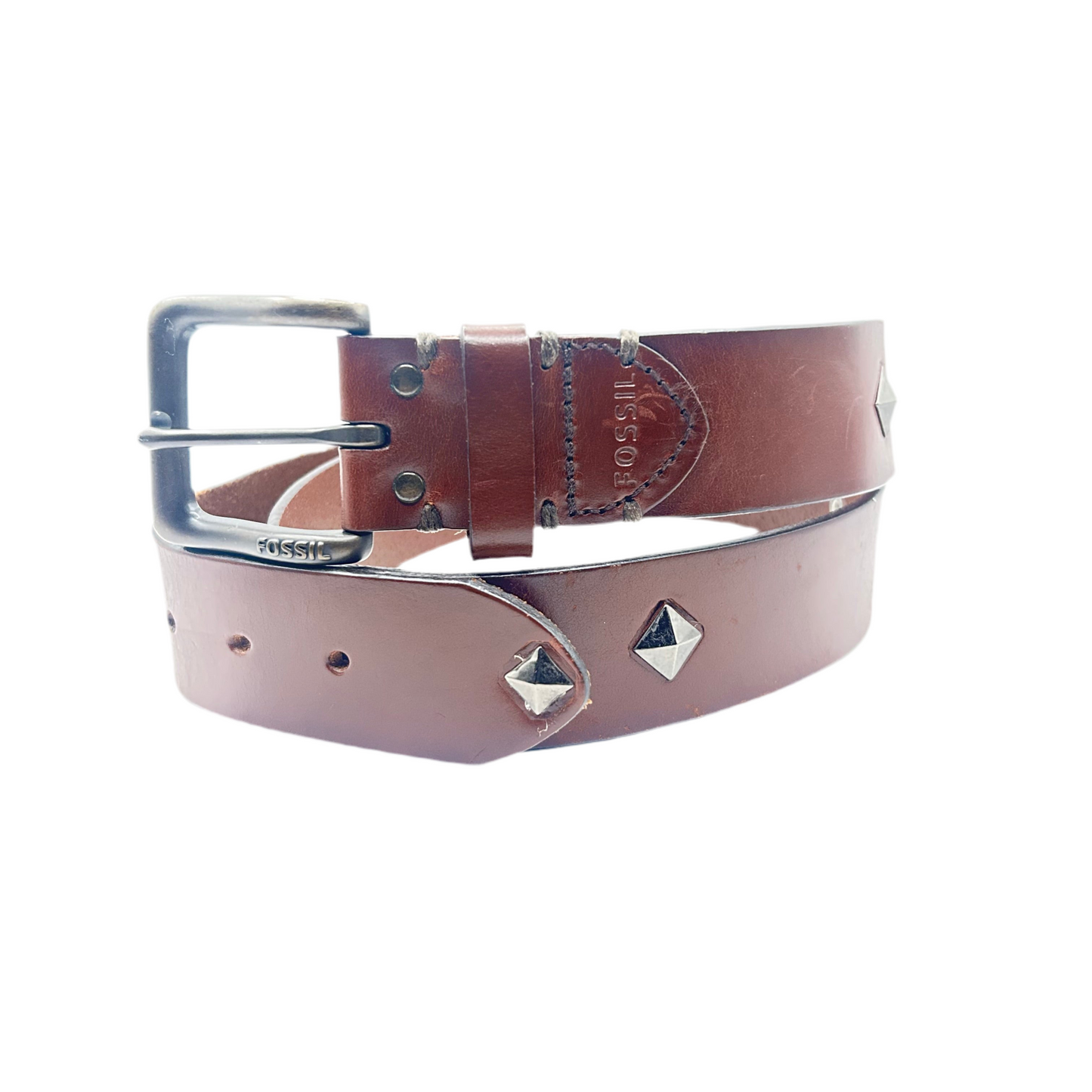 1 of 1 Hand Studded Leather Belt–Brown