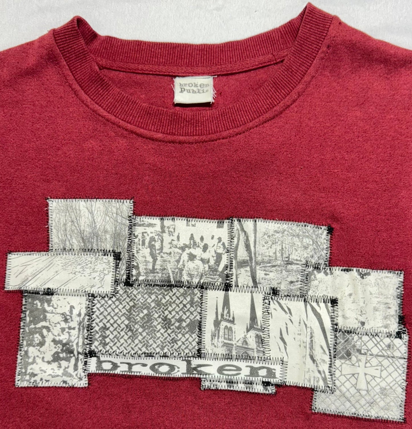 Patchwork Sweatshirt–Crimson