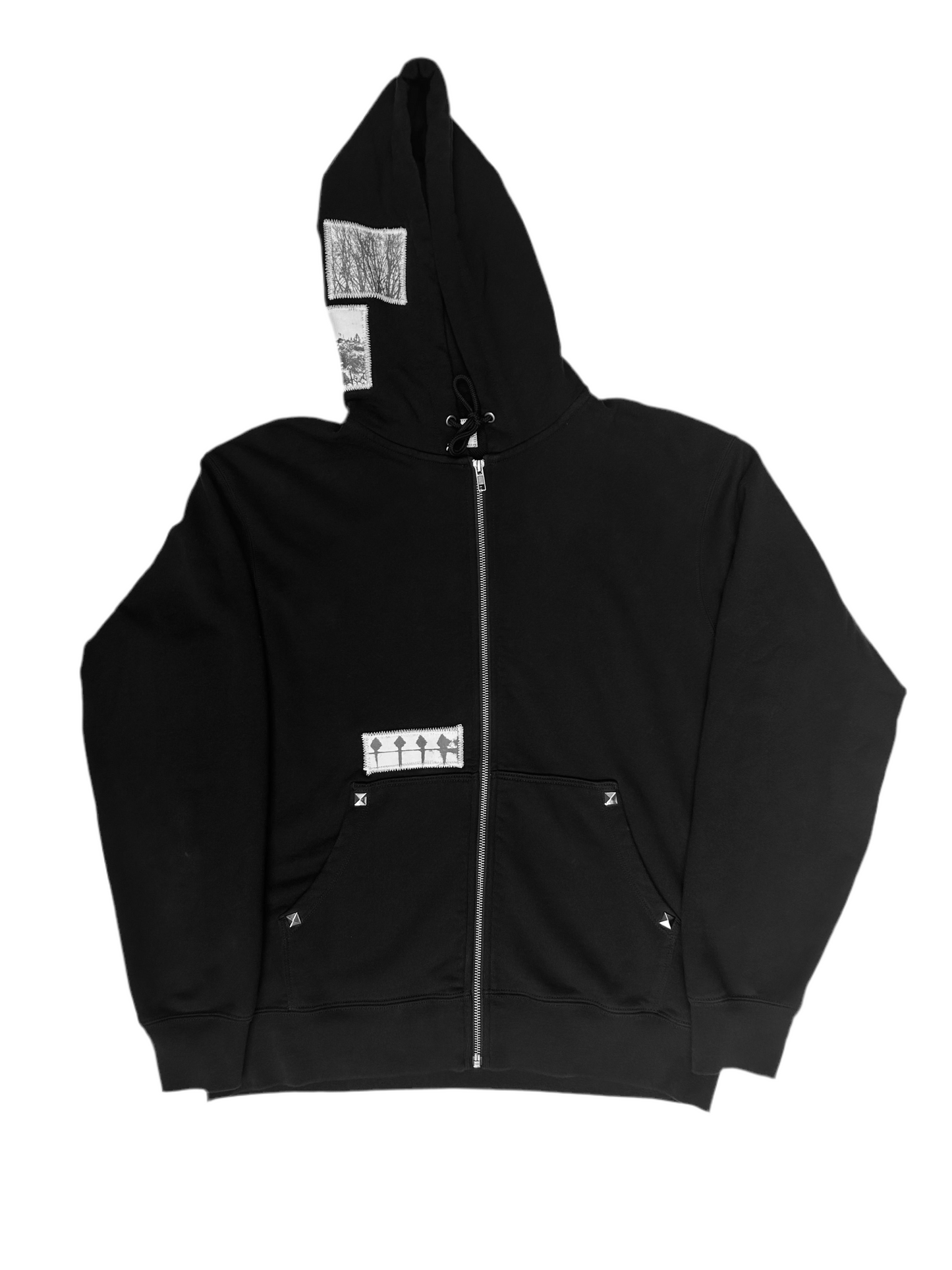 1 of 1 Handcrafted Zip Up Hoodie–Black