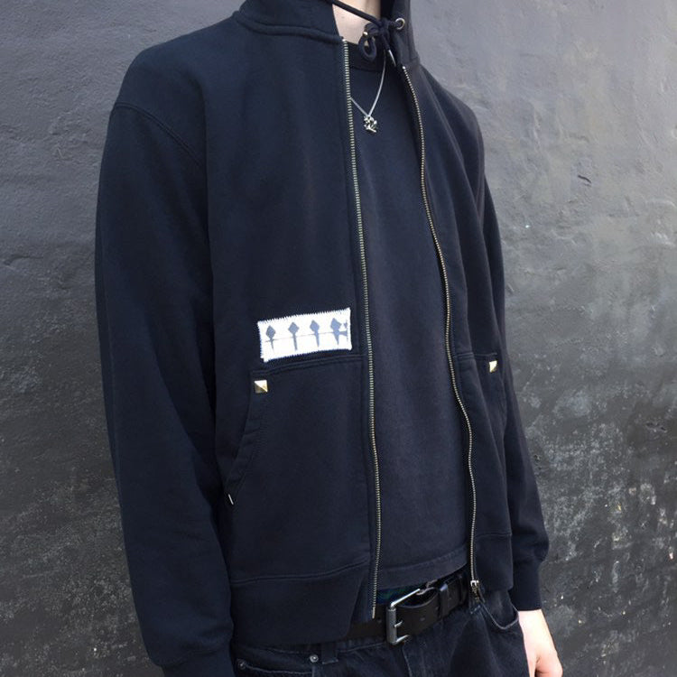 1 of 1 Handcrafted Zip Up Hoodie–Black