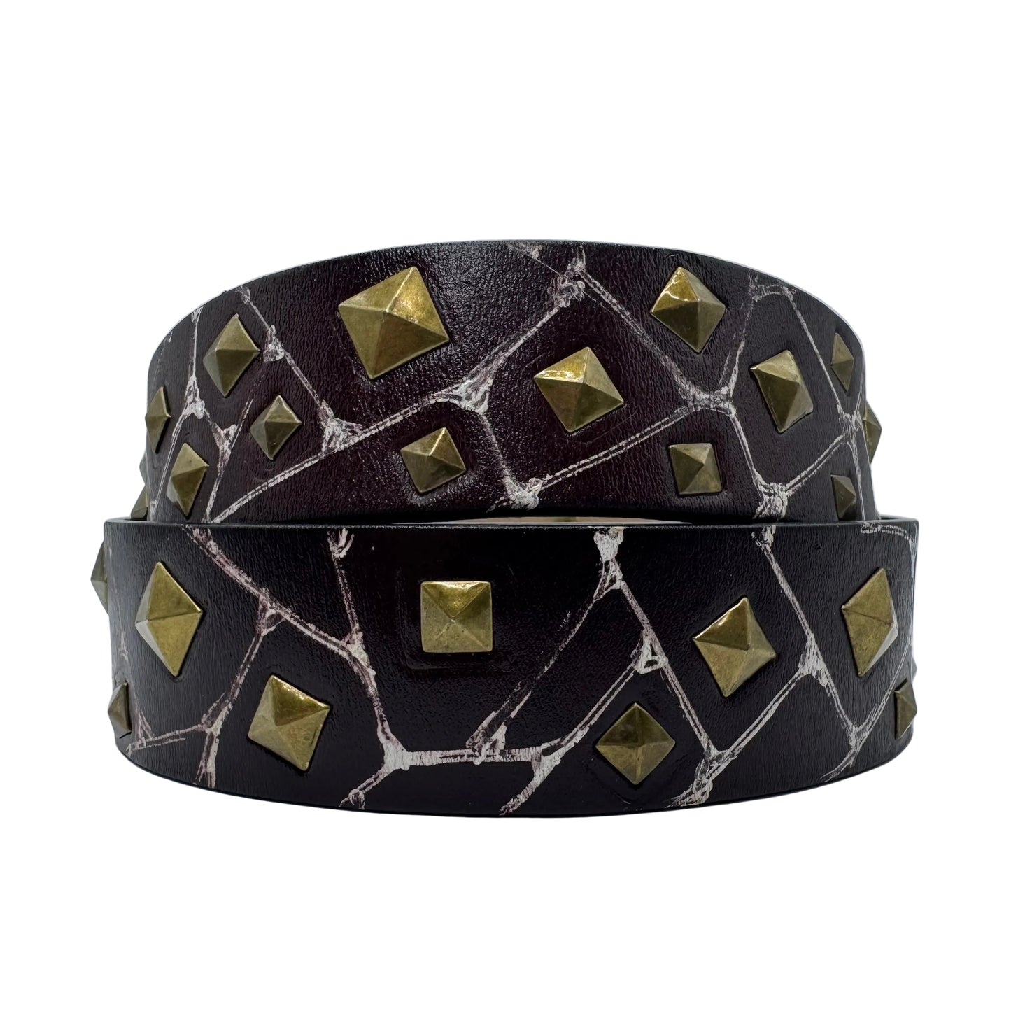 Handdrawn by Winter Bronze Hand Studded Brown Genuine 100% Leather Belt by BrokenPublic