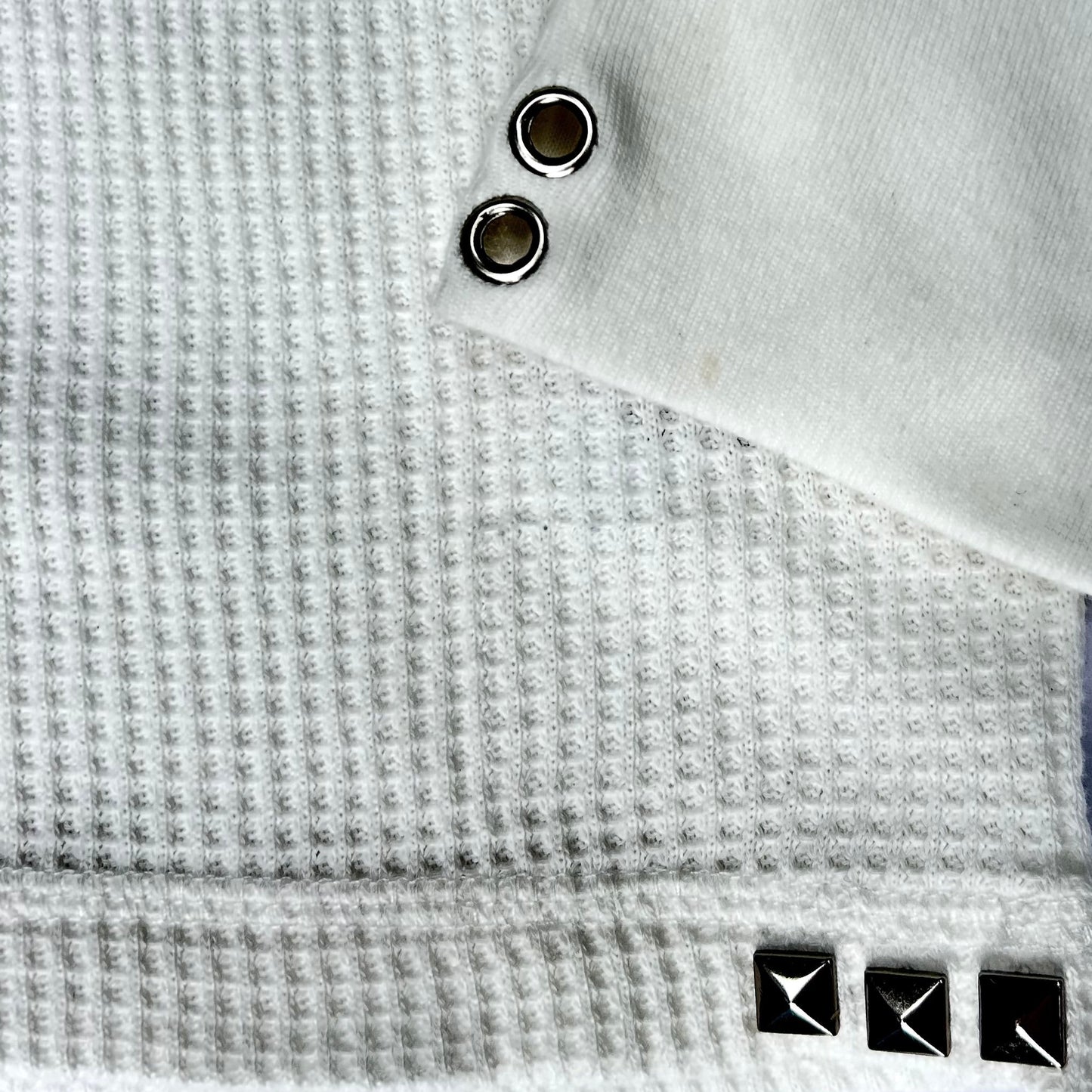1 of 1 Handcrafted White Waffle Knit Shirt