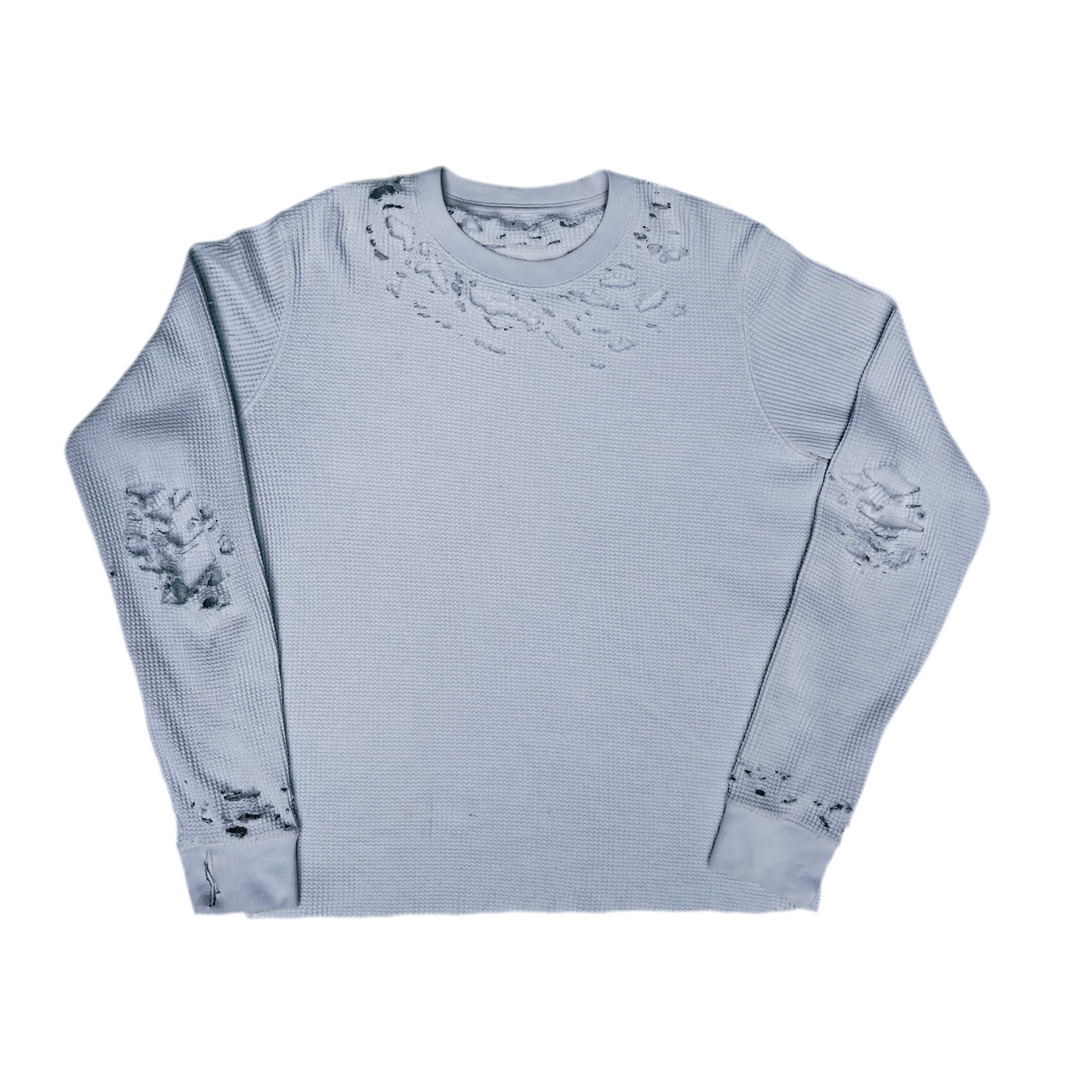 1 of 1 Distressed White Waffle Knit Shirt