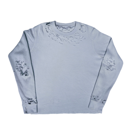 1 of 1 Distressed White Waffle Knit Shirt