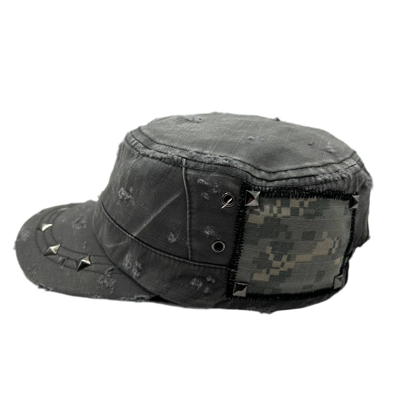 1 of 1 Handcrafted Military Cap–Digital Ash
