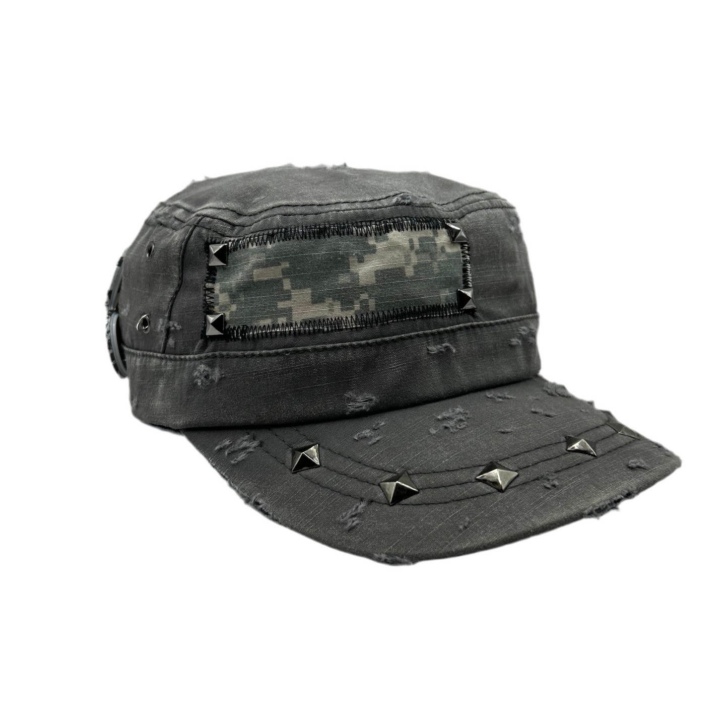 1 of 1 Handcrafted Military Cap–Digital Ash