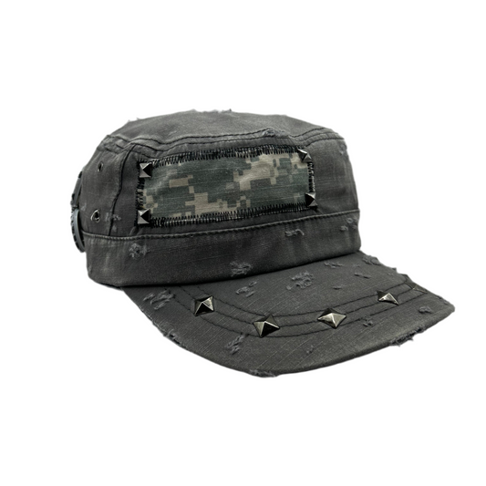 1 of 1 Handcrafted Military Cap–Digital Ash