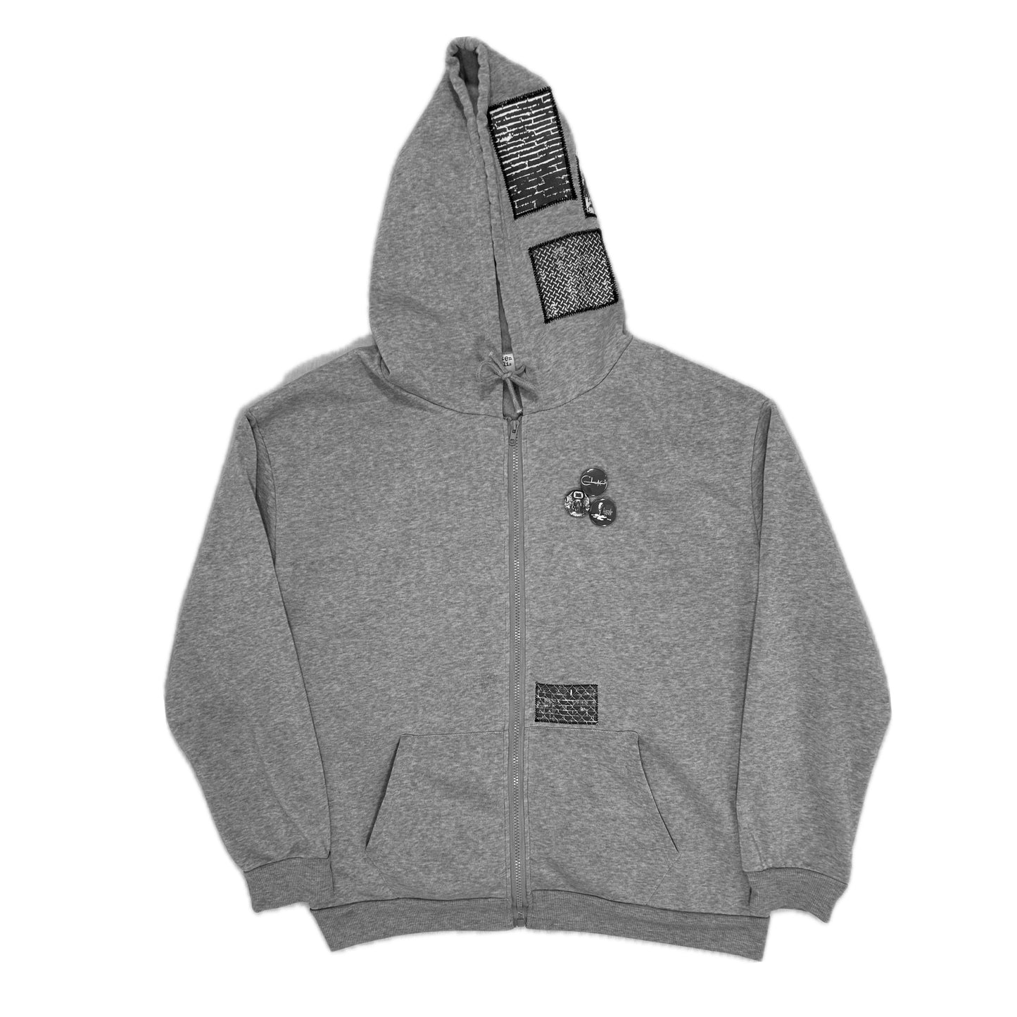 Custom Patchwork Zip Up Hooded Sweatshirt