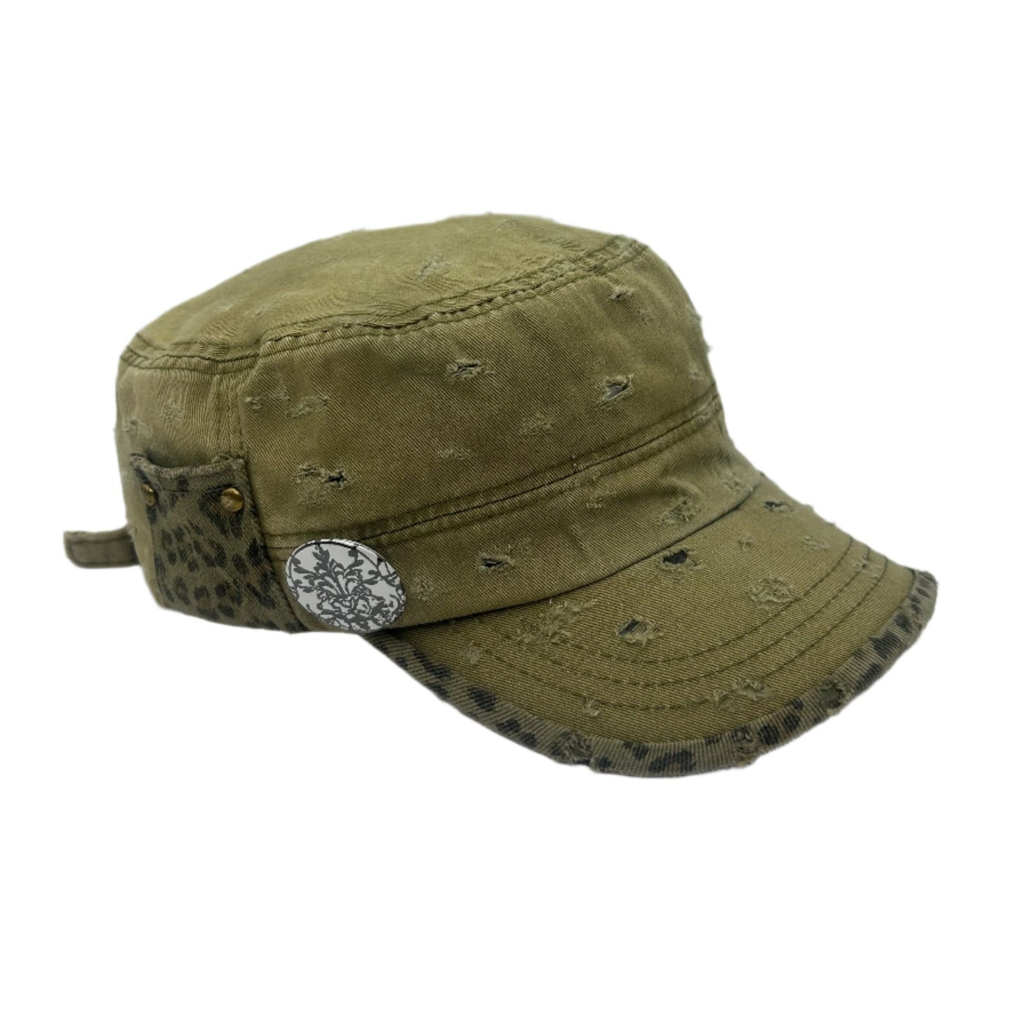 Custom Military Cap–Khaki Cheetah