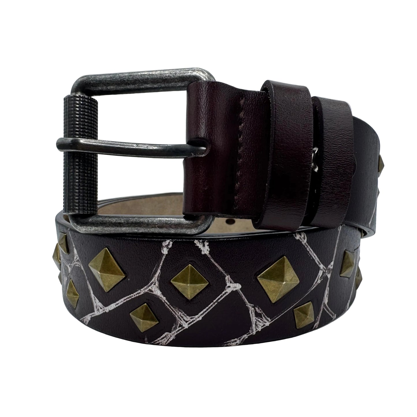 Handdrawn by winter Bronze Hand Studded Brown Genuine 100% Leather Belt by BrokenPublic