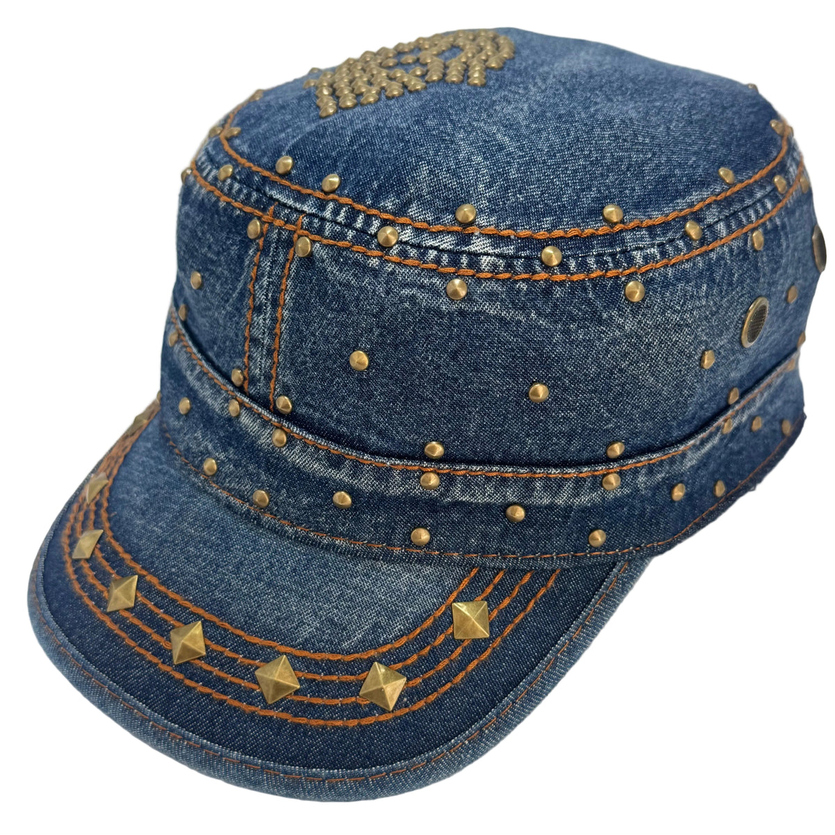 'peace' denim military cap
