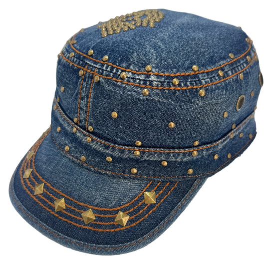'peace' denim military cap