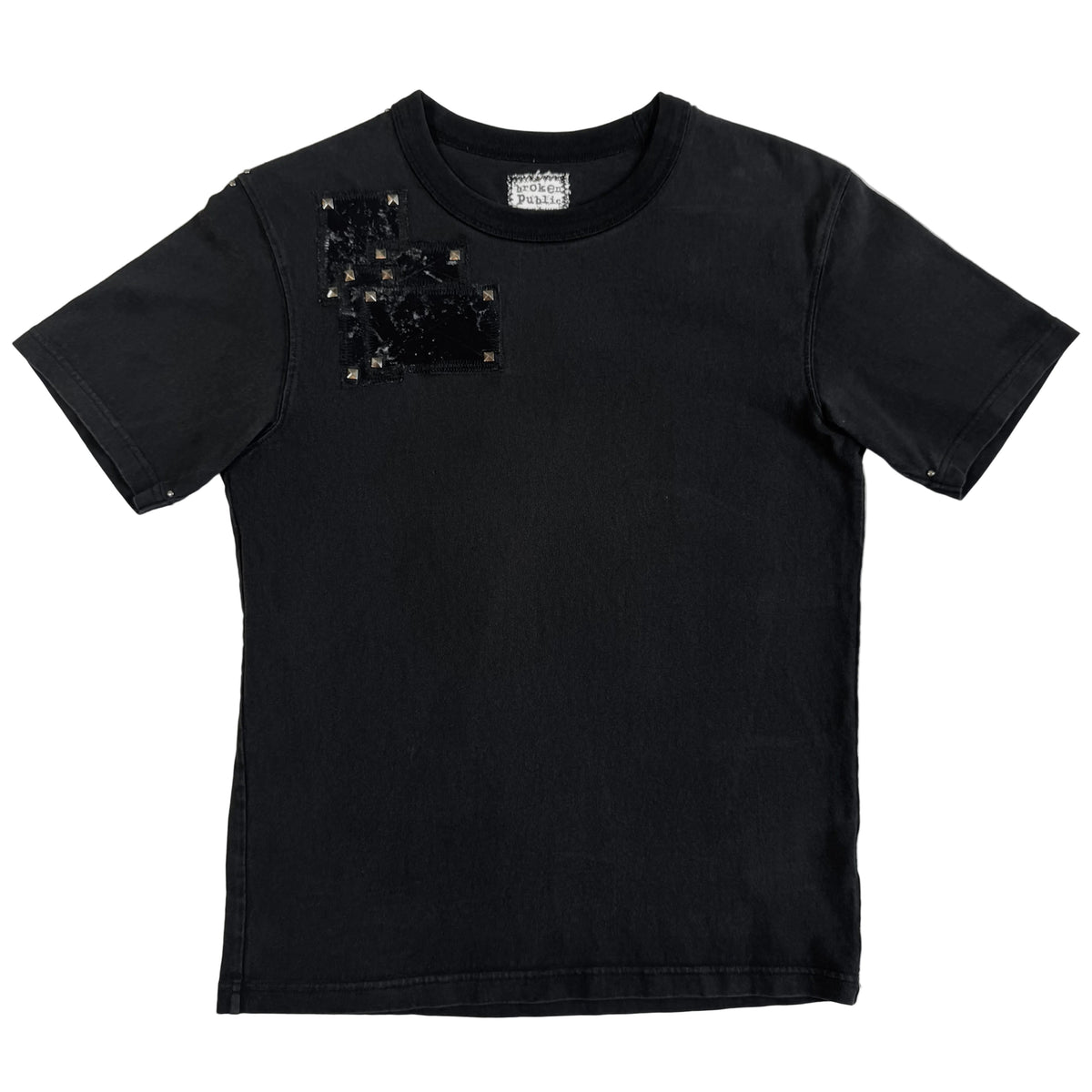 'night' riveted patchwork tshirt