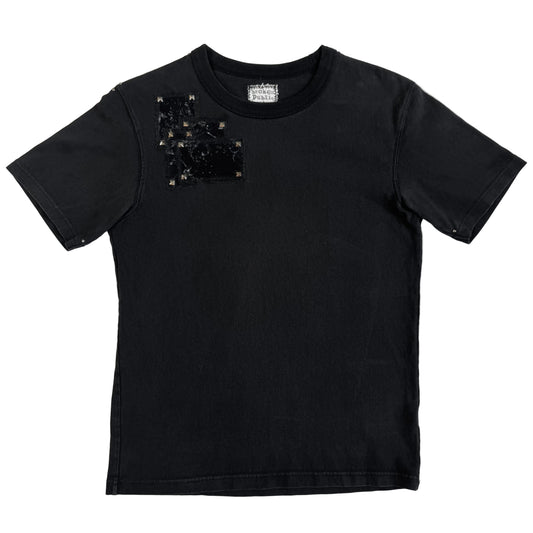 'night' riveted patchwork tshirt