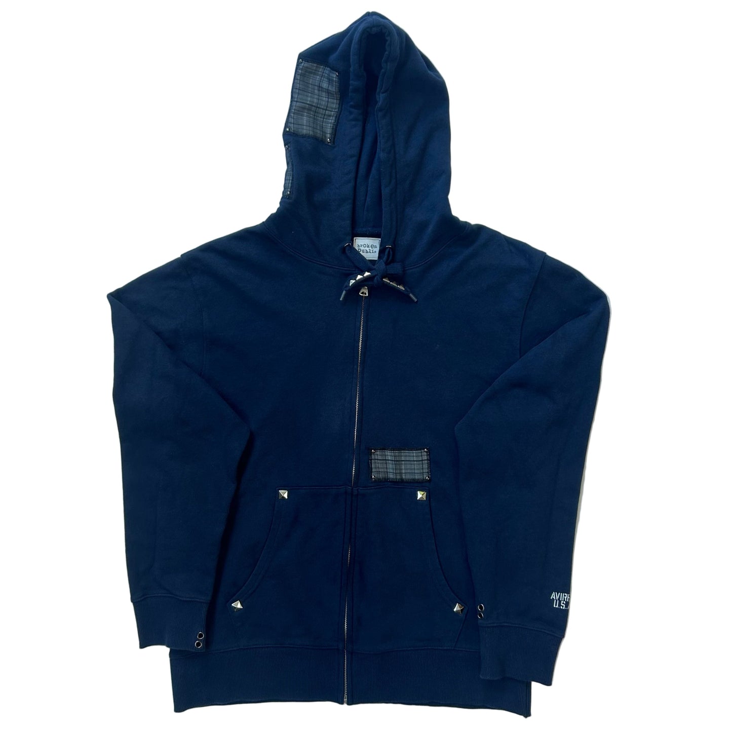 1 of 1 Zip-Up Hooded Sweatshirt–Marine Tartan