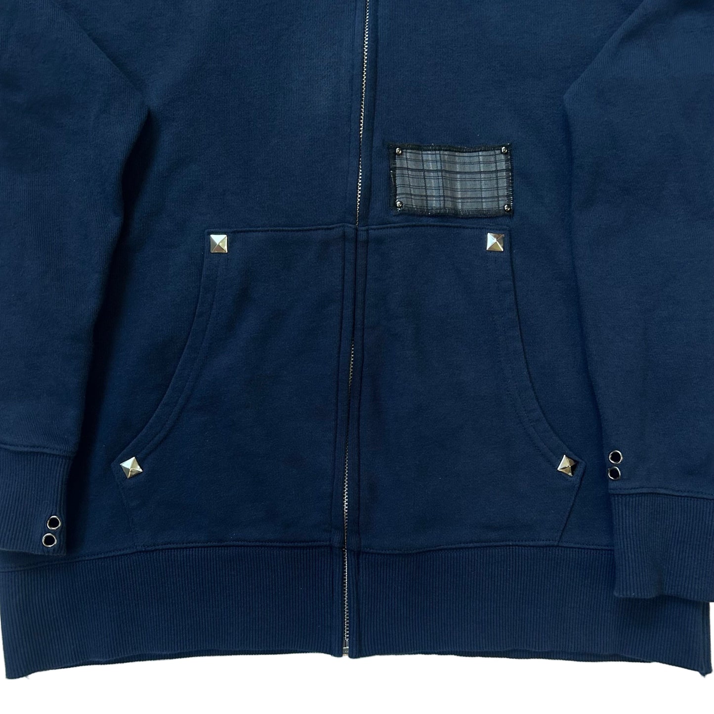 1 of 1 Zip-Up Hooded Sweatshirt–Marine Tartan