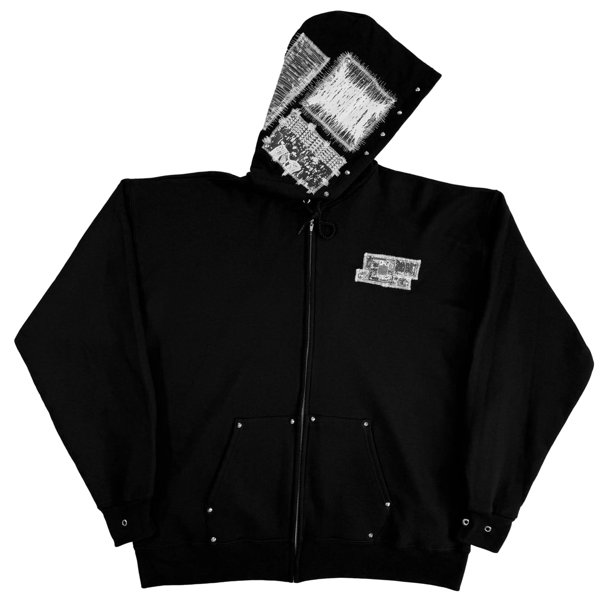 'silhouette' patchwork zip-up hoodie