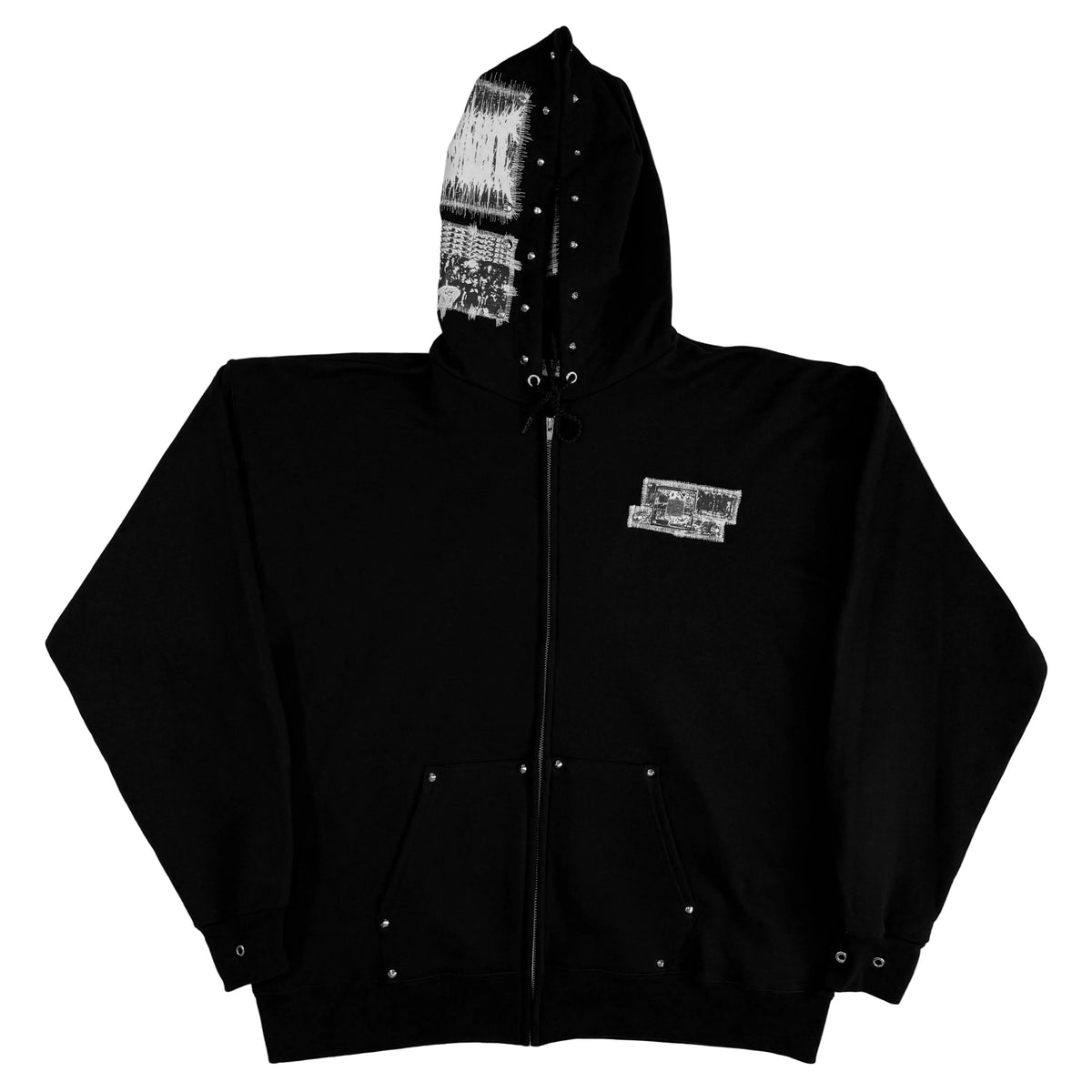 'silhouette' patchwork zip-up hoodie