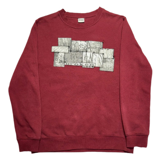 Patchwork Sweatshirt–Crimson