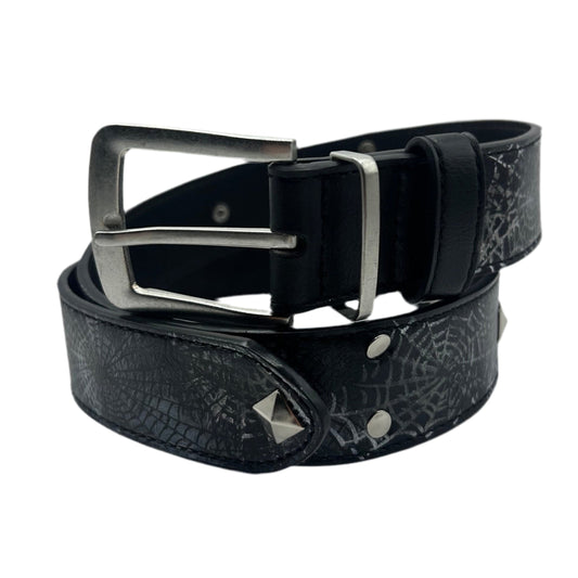 Handdrawn Leather Belt–Black Web