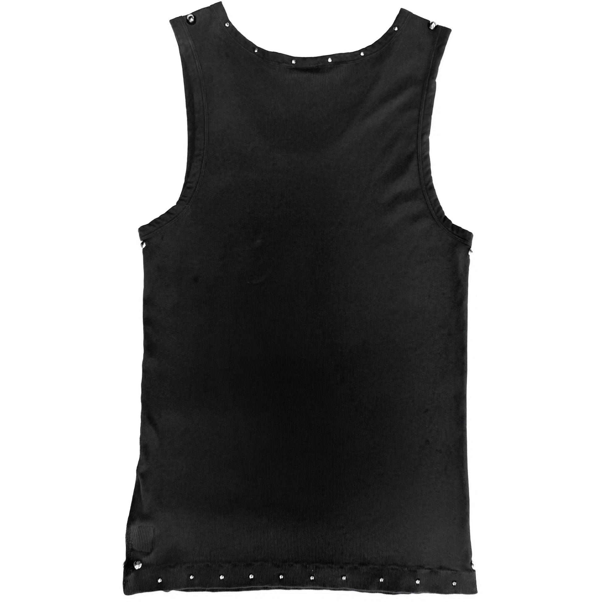 Studded Riveted Black Singlet Tank Top Handworked by BrokenPublic