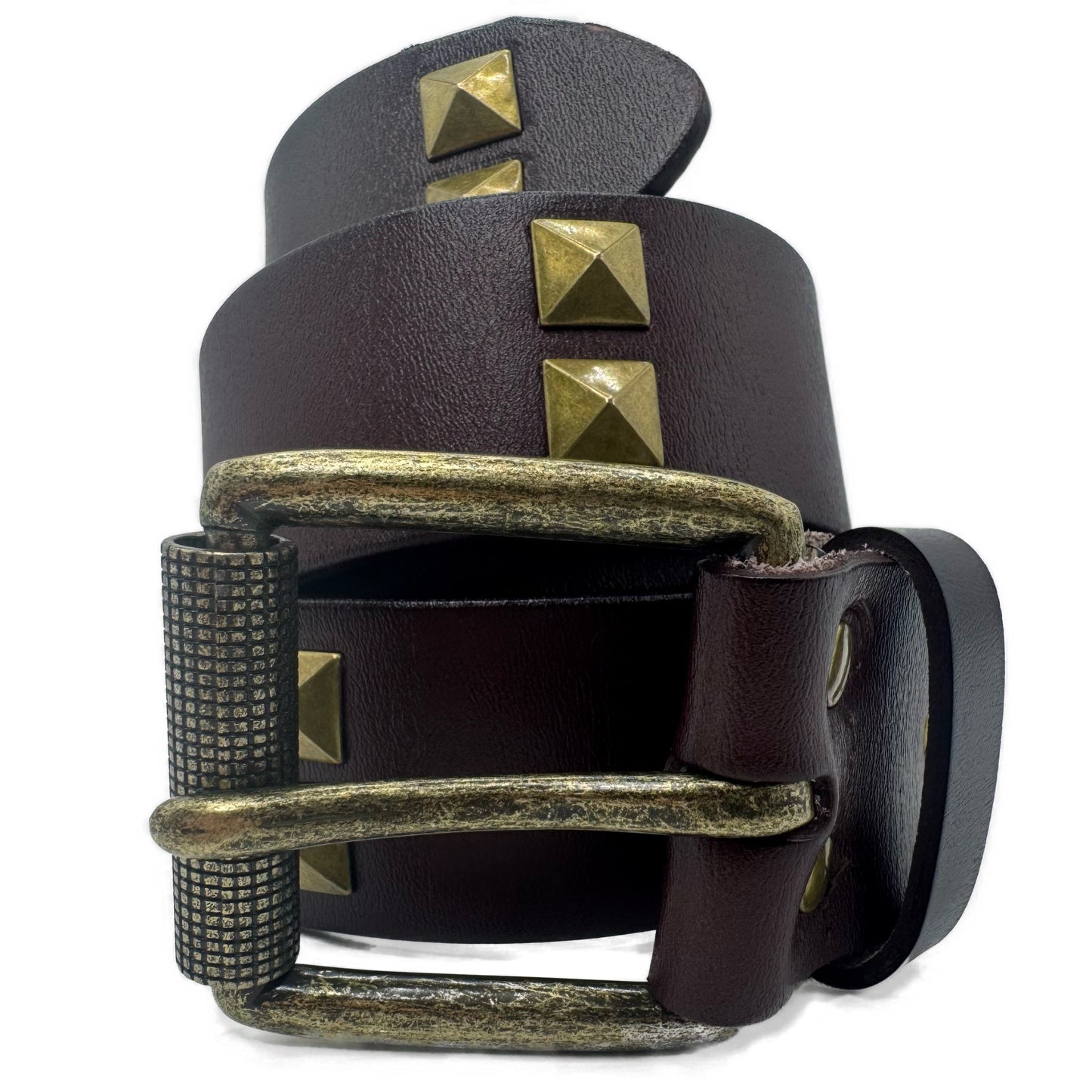 Bronze Hand Studded Brown Genuine 100% Leather by BrokenPublic