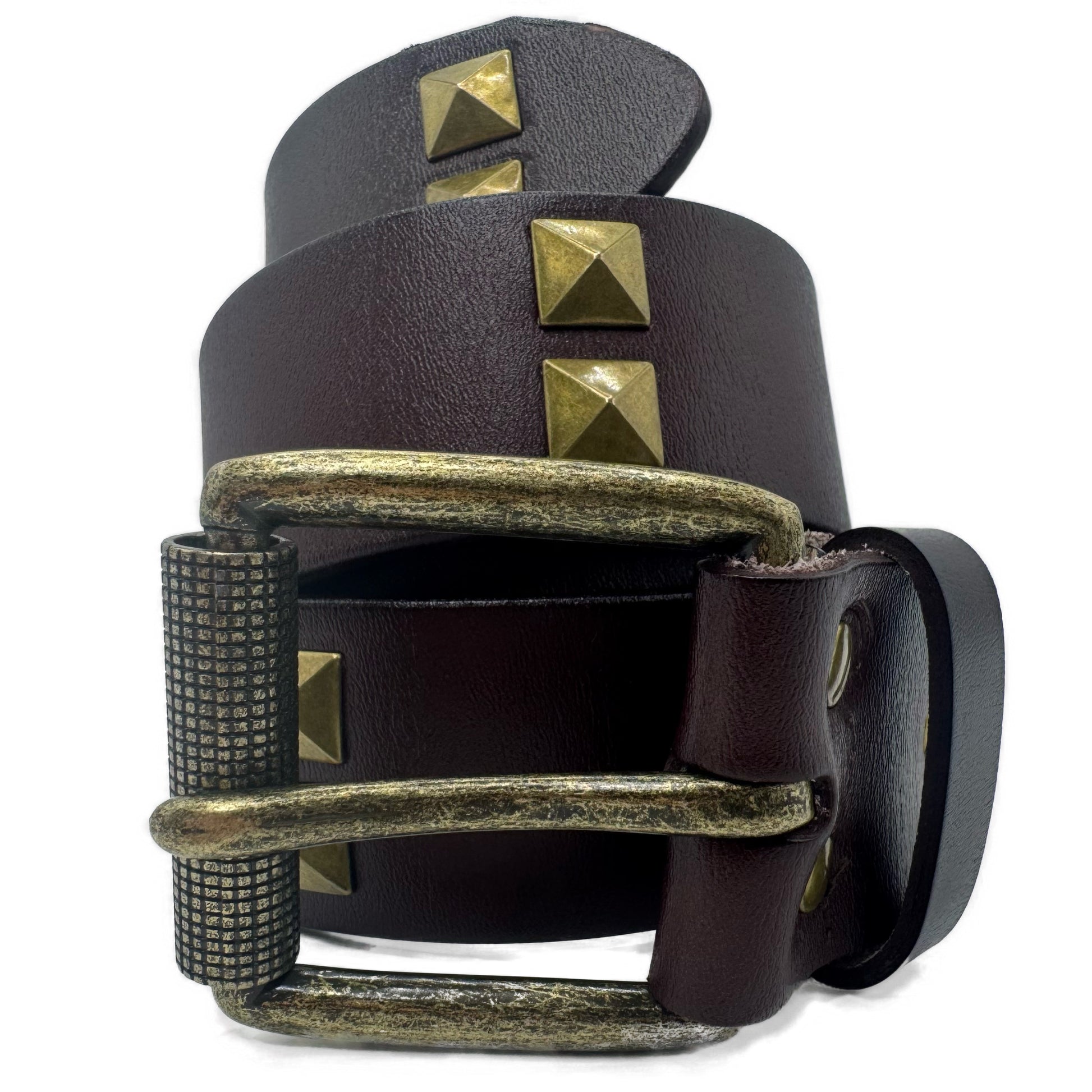 Bronze Hand Studded Brown Genuine 100% Leather by BrokenPublic