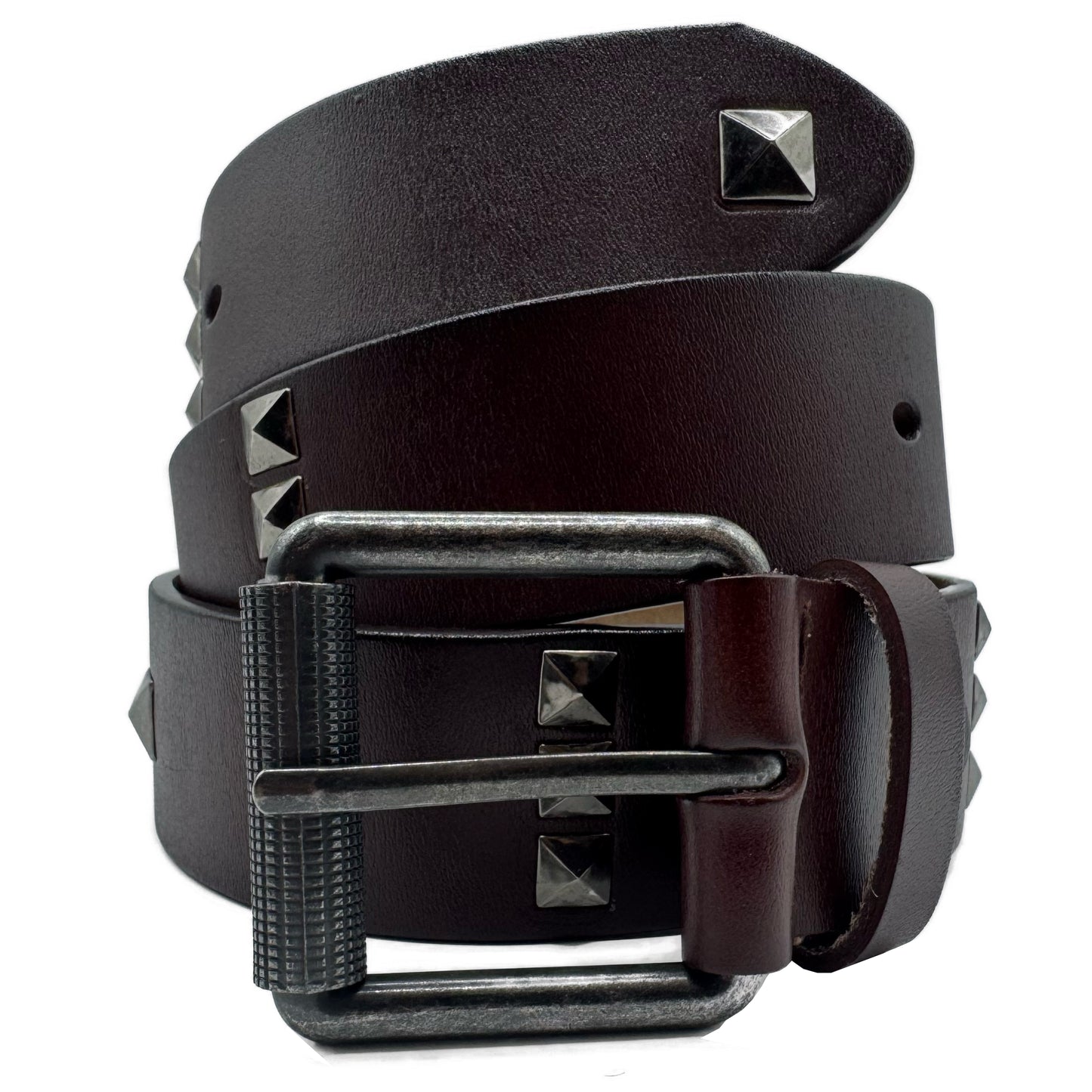 'umber' studded leather belt