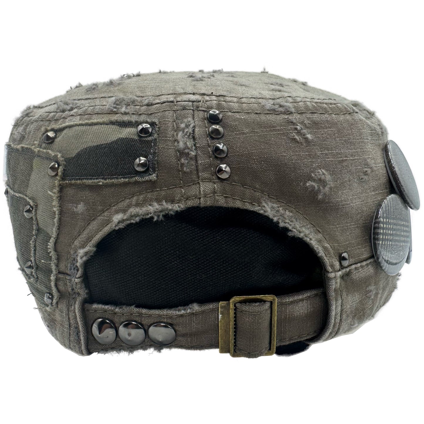 camo patched beige military cap