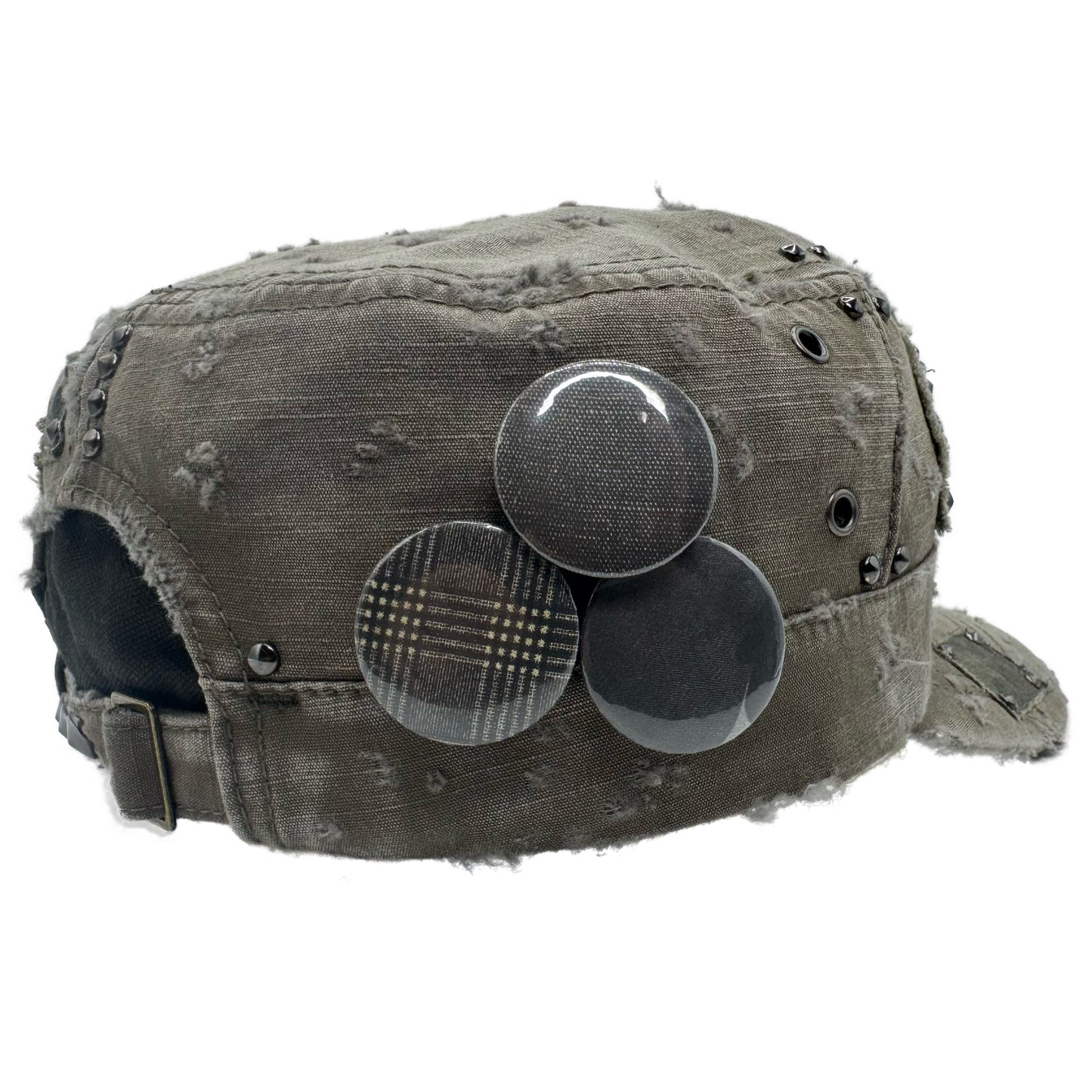 camo patched beige military cap