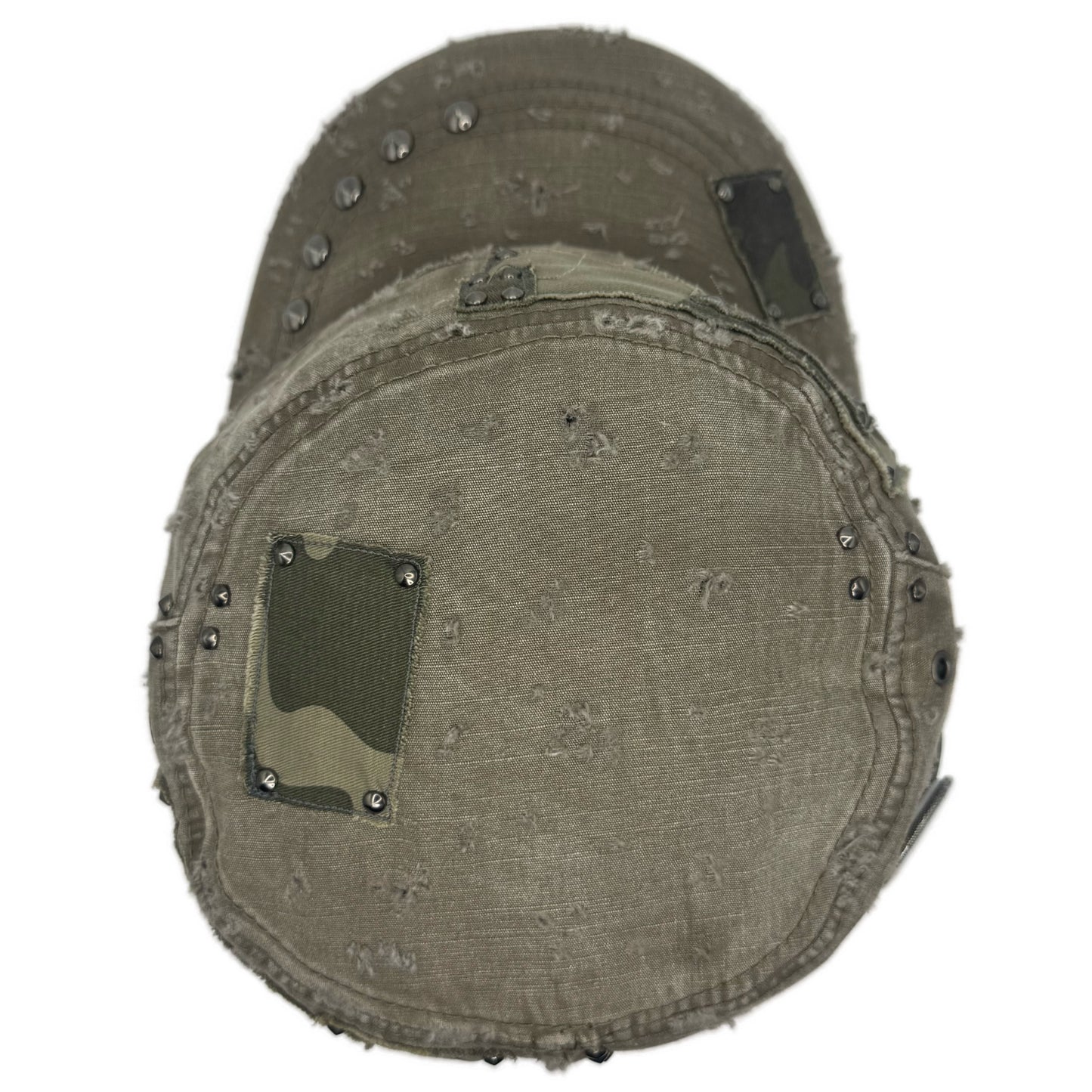 camo patched beige military cap