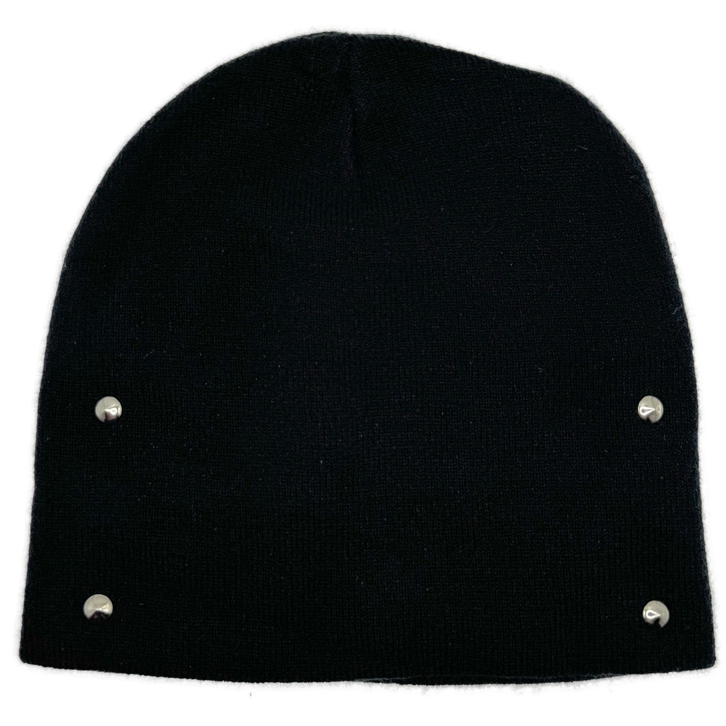 navy patchwork black skully beanie