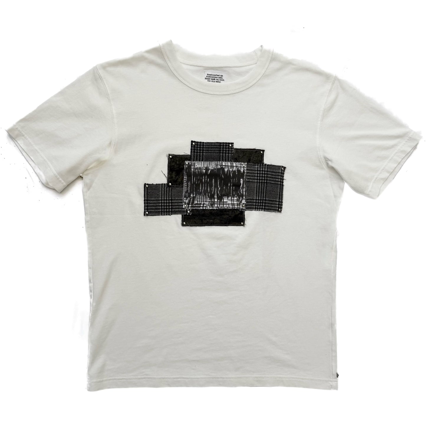white patchwork t-shirt